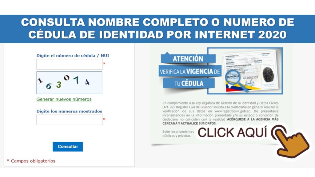 CONSULTA NOMBRE COMPLETO O NUMERO DE CÉDULA DE IDENTIDAD POR INTERNET 2020